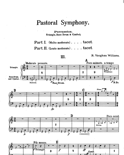 Pastoral Symphony Percussion Sheet Music By Ralph Vaughan Williams