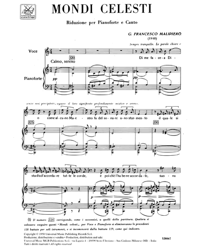 Mondi Celesti Voice Piano Reduction Sheet Music By Gian Francesco