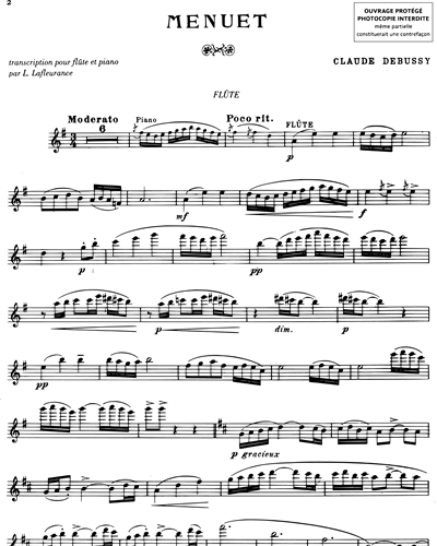 Menuet extrait n 3 de la Petite suite Pour flûte et piano Flute