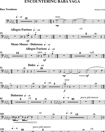 Encountering Baba Yaga Bass Trombone Sheet Music By Barbara York