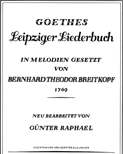 Goethes Leipziger Liederbuch Voice Piano Sheet Music By Bernhard