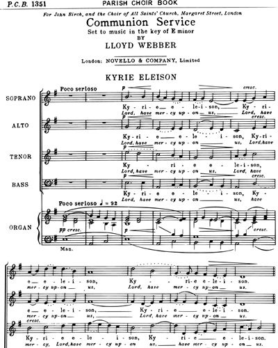 Communion Service In E Minor Sheet Music By William Lloyd Webber