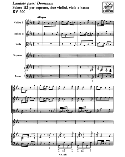 Laudate Pueri Dominum Rv Psalm Sheet Music By Antonio