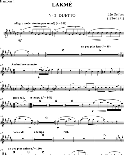 Sous Le Dome Pais Extrait N De Lakm Sheet Music By L O Delibes