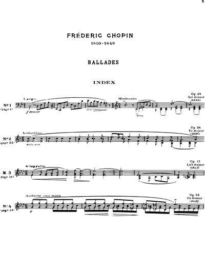 Ballades For Piano, op. 23, 38, 47 and 52