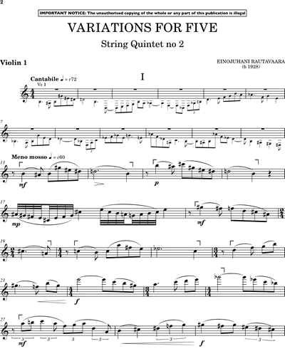 String Quintet No. 2, 'Variations for Five'
