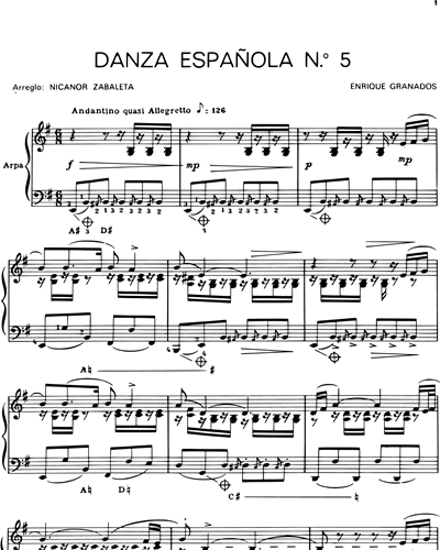 Andaluza ("Danza Española nº 5") - Transcripción para arpa