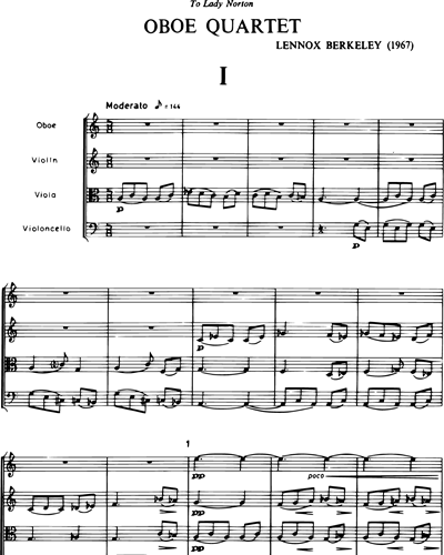 Oboe Quartet, op. 70