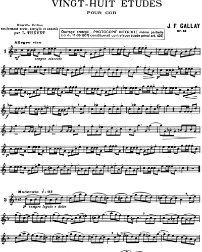 28 Études Op. 13 (Célèbres Études pour le Cor No. 1)