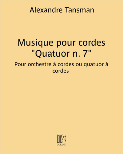 Musique pour cordes "Quatuor n. 7"