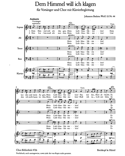 Deutsche Volkslieder WoO 33 - Nr. 44 
