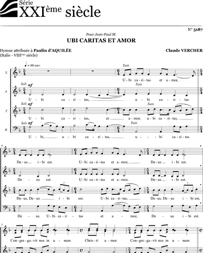 Ubi Caritas Et Amor - Vercher