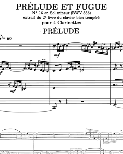 Prélude et Fugue No.16 en Sol mineur BWV 885