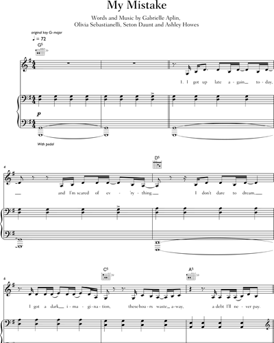 My Mistake Sheet Music By Gabrielle Aplin Nkoda