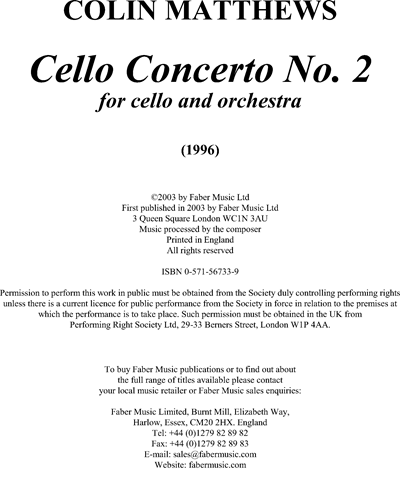 Concerto for Cello No 2