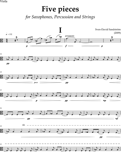 Five Pieces for Saxophones, Percussion and Strings