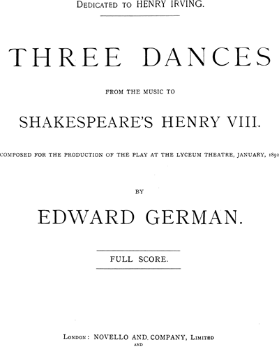 Three Dances from "Henry VIII"
