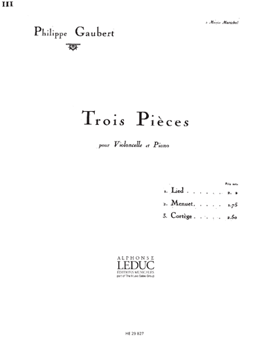 Cortège (from 'Trois Pièces pour Violoncelle et Piano')