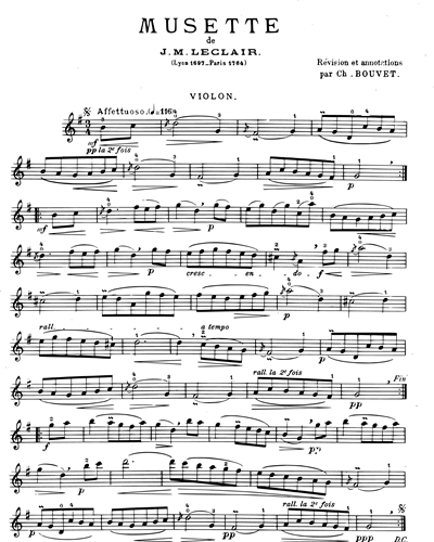 Registrering national Herre venlig Musette Violin Sheet Music by Jean-Marie Leclair | nkoda | Free 7 days trial