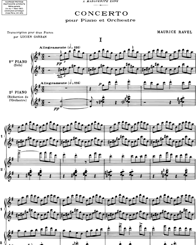 Concerto en sol - Transcription pour deux pianos
