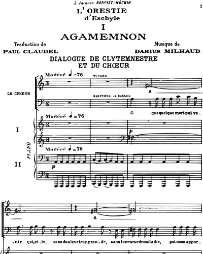 Agamemnon, Op. 14 (n. 1 de "L'Orestie d'Eschyle")