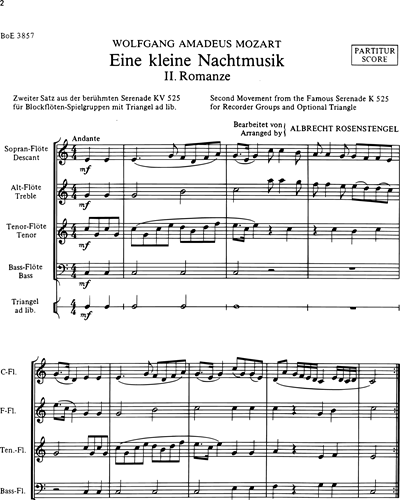 Eine kleine Nachtmusik K525 (2nd and 3rd Movement) arranged for Recorder Groups