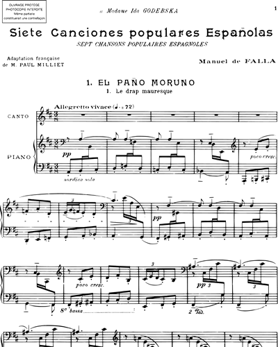 Siete canciones populares españoles - Pour voix et piano