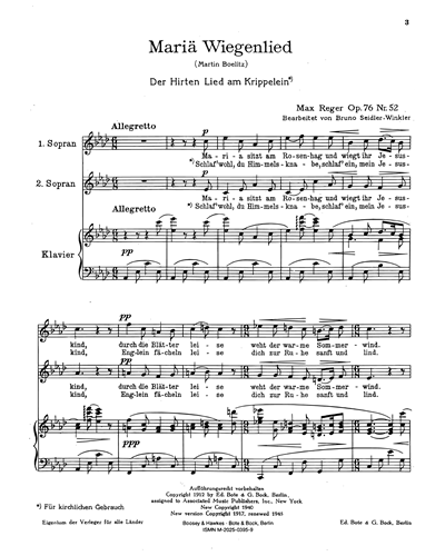 Mariä Wiegenlied op. 76 Nr. 52