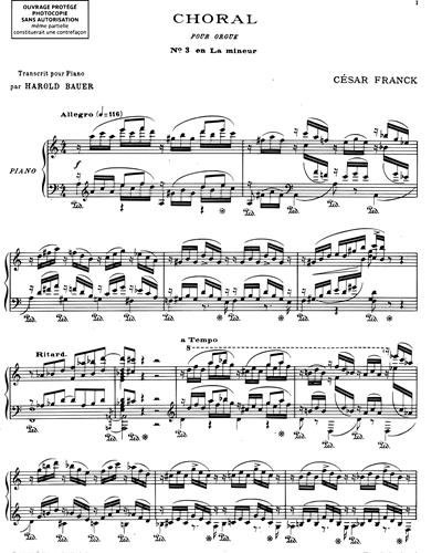 Choral n. 3 (extrait d’ "Œuvres d’orgue") - Transcription pour piano