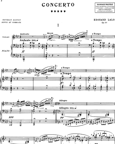 Concerto Op. 20 - Réduction pour violon & piano