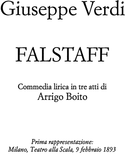 Falstaff - Edizione a cura di Alberto Zedda