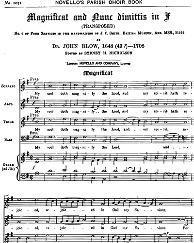 Magnificat and Nunc Dimittis in F for SATB & Organ