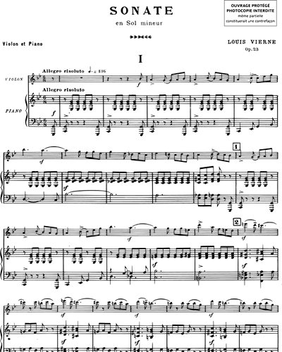 Sonate en Sol mineur pour violon & piano Op. 23