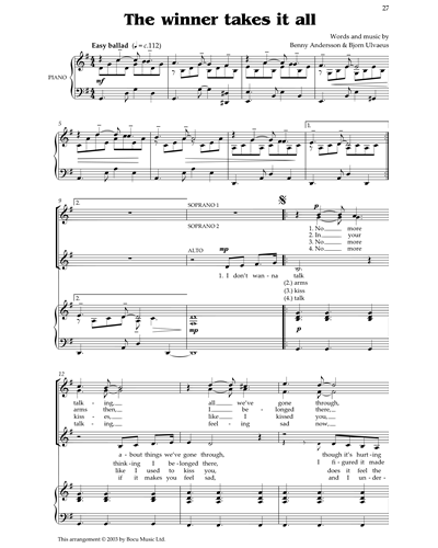The Winner Takes It All High Voice And Piano Sheet Music By Abba Nkoda Free 7 Days Trial