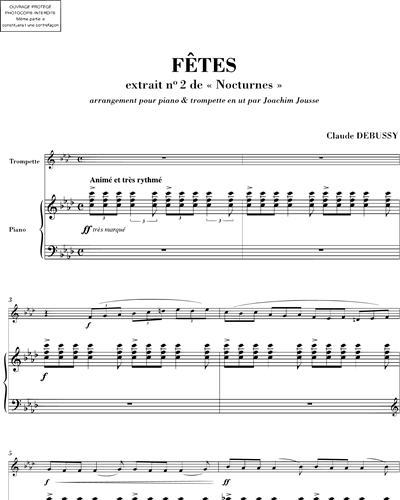 Fêtes (extrait n. 2 de "Nocturnes") - Arrangement pour piano & trompette en ut