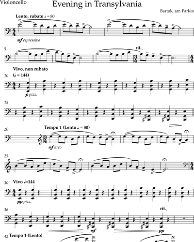 Evening In Transylvania (from '10 Easy Pieces') Cello Sheet Music By ...