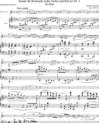 Sonata No. 2 E-flat Major for Clarinet and Piano, op. 120,2