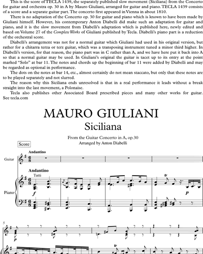 Siciliana (from the Guitar Concerto in A, Op. 30)