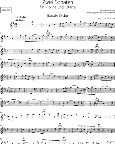 2 Sonaten aus op. 2 für Violine und Basso Continuo (Ausgabe für Violine und Gitarre)