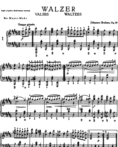 Waltzes for pianoforte Op. 39