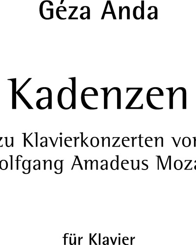 Cadenzas to W. A. Mozart's piano concertos