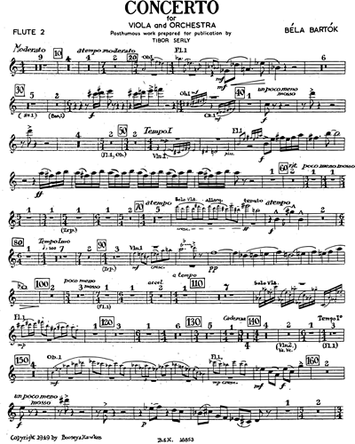 Generosity easy to be hurt Invite Viola Concerto [Serly Version] Flute 2 Sheet Music by Béla Bartók | nkoda
