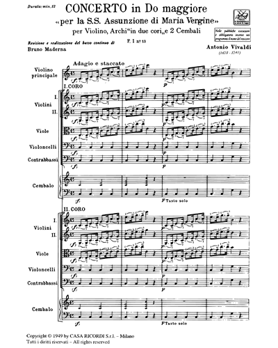 Concerto in Do maggiore RV 581 F. I n. 13 Tomo 55