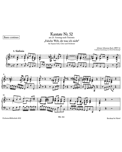 Kantate BWV 52 „Falsche Welt, dir trau ich nicht“