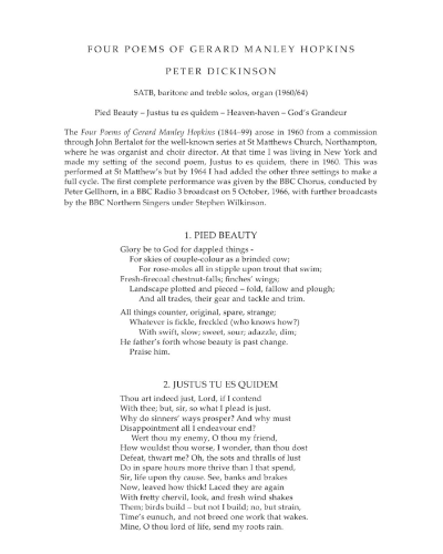 Four Poems of Gerard Manley Hopkins