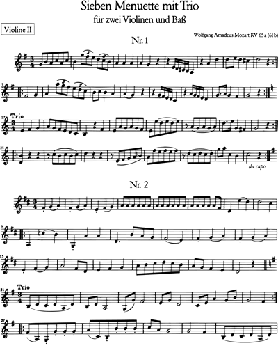 7 Menuette mit Trio KV 65a (61b)