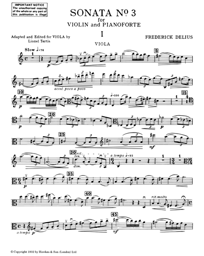 Violin Sonata No. 3 [Arranged for Viola & Piano]