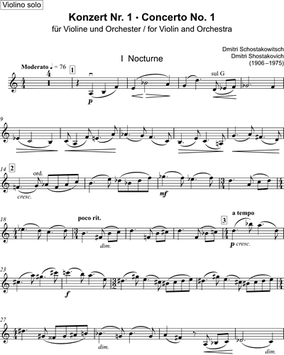 Styre Usikker At blokere Violin Concerto No. 1 Sheet Music by Dmitri Shostakovich | nkoda