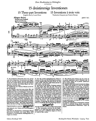 Klavierwerke, Band V: Dreistimmige Inventionen BWV 787–801