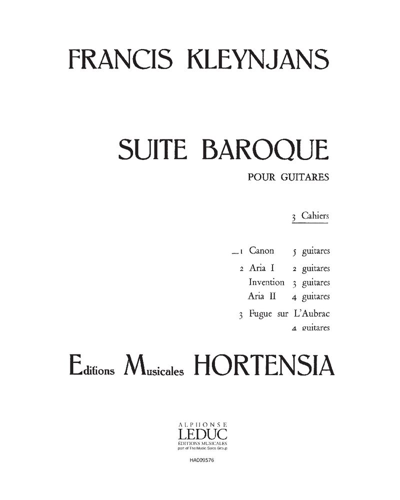 Suite Baroque, 1er cahier